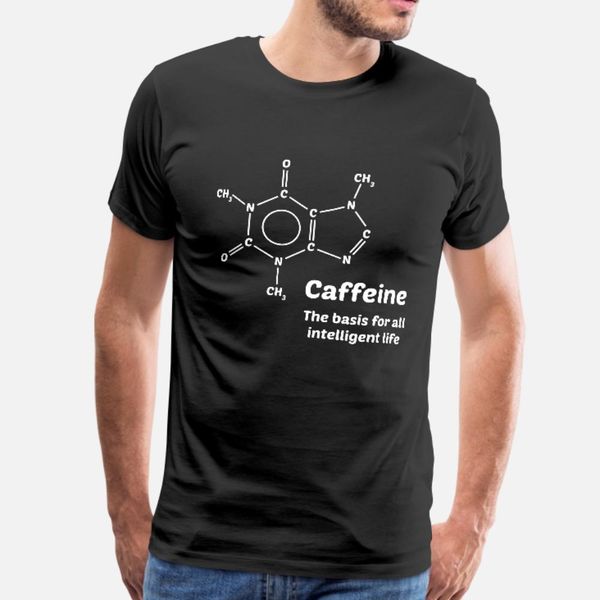 

caffeine molecule t shirt men custom short sleeve s-xxxl slim fitness funny spring autumn original shirt, White;black