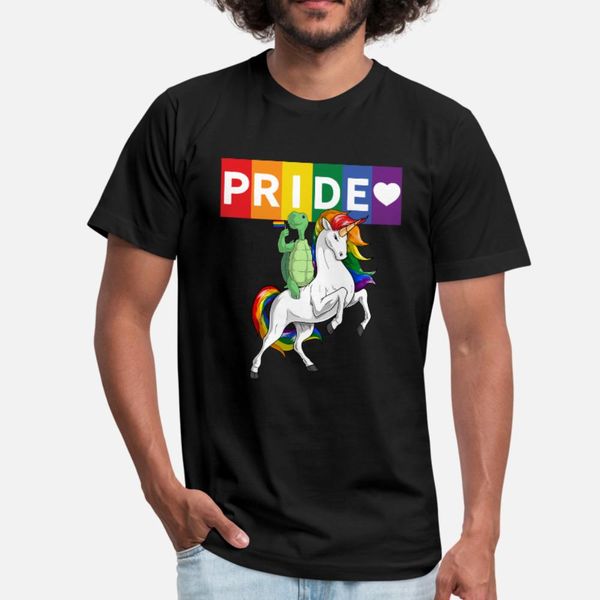 

lgbt gay pride turtle riding rainbow unicorn t shirt men knitted 100% cotton o neck pattern anti-wrinkle fashion spring pictures shirt