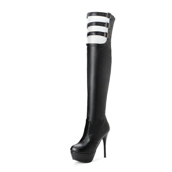 

мода ночной клуб tall boots sexy платформы высоких каблуках над коленом boots для женщин ladies pole dancing размер 34-48, Black