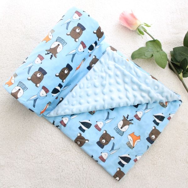 

2 layers 3d dot cartoon whale minky coral fleece soft thermal toddler child winter baby blanket kids back seat cover baby quilt 200925