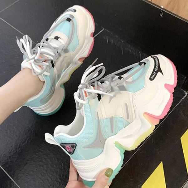 

rainbow bottom women sneakers 2020 new fashion running daddy mesh women shoes patchwork trainers female zapatillas mujer sh 371, Black