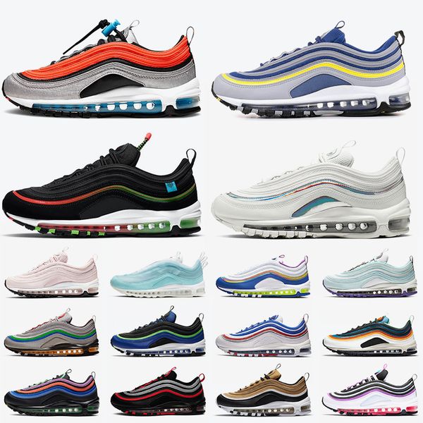 

wholesale 2020 new gs sky michigan 97 mens running shoes worldwide black white iridescent barely rose fashion women sports trainers sneakers