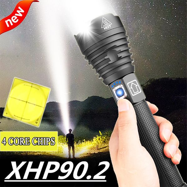 

400000 lm xhp90.2 most powerful led torch usb xhp50 rechargeable tactical flashlights 18650 or 26650 hand lamp xhp70