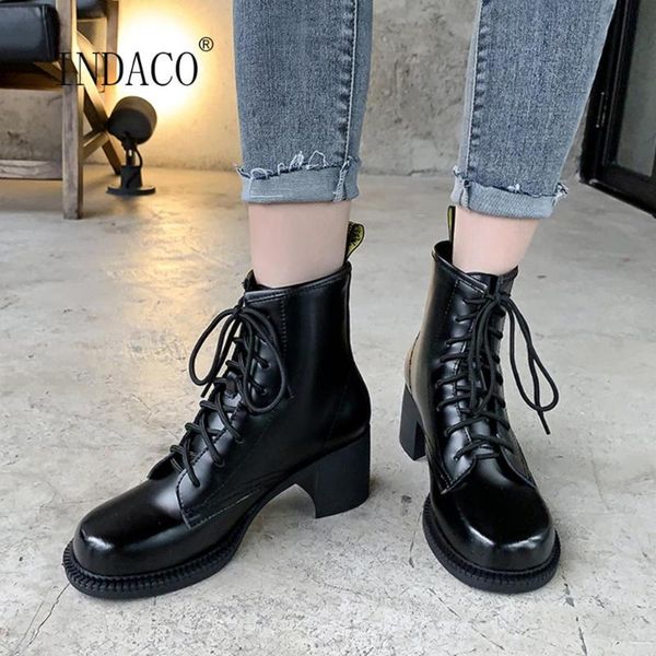 

fashion martins boots winter women leather boots cross striped platform short warm shoes black wine red 40