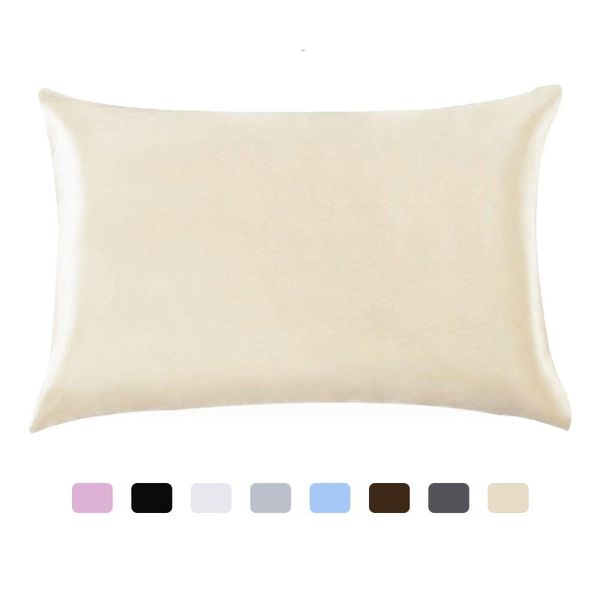 

pillow case soft mulberry plain pure emulation satin square single cover chair seat silk pillowcase for bed throw