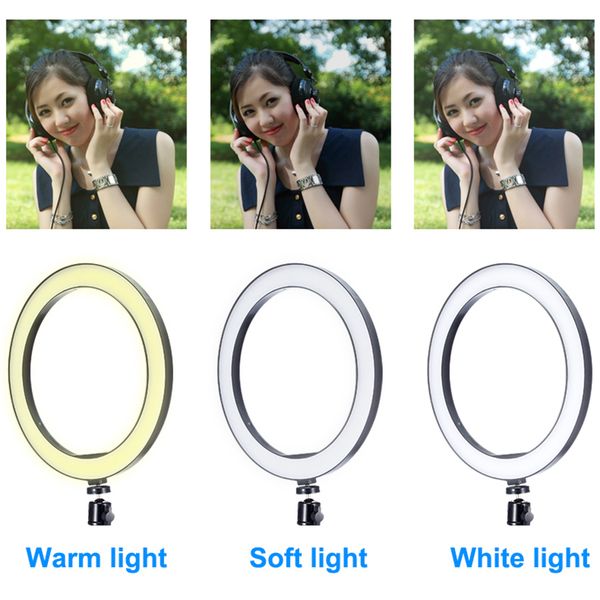 

quality 6 inch dc5v usb ring light tableshooting annular lamp makeup beauty light for video youtube with tripod phone holder