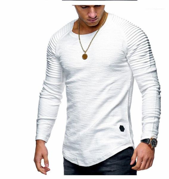 

tees casual mens tshirts 19aw mens designer tshirt fashion crew neck solid color ruched long sleeve, White;black