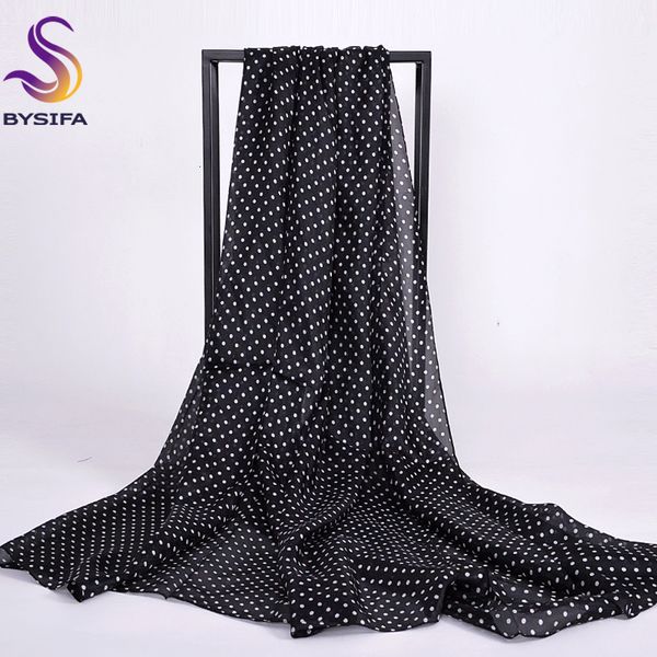 

bysifa] черный белый dot шелковый шарф шаль для дамы моды top grade чистый шелк длинные шарфы палантины extanded winter ladies cape, Blue;gray