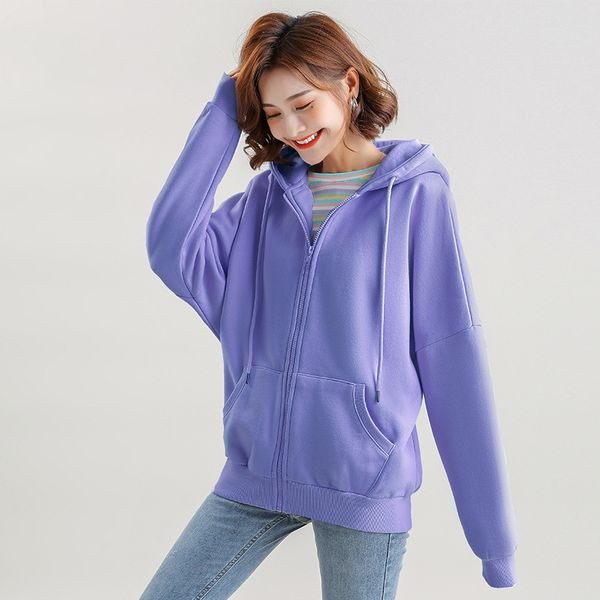 

2020 new winter autumn zipper sweatshirt hoodies women hoody female fleecce sudaderas winter women's hoodies, Black;brown