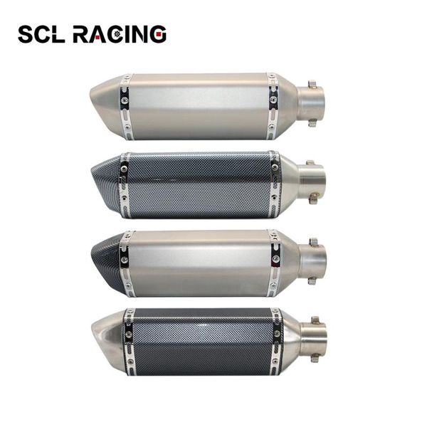 

scl racing ak motorcycle exhaust pipe muffler slotted escape moto with db killer for gy6 nmax msx125 crf 230 gsr 600
