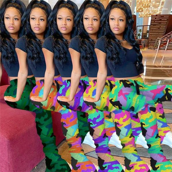 

split stacked sweatpants women casual micro flare pants female clothing slim woman designer luxury clothes fashion camouflage, Black;white