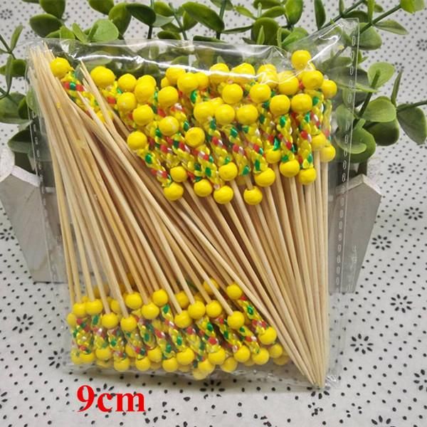 

12cm sign xunzhe 9cm bamboo vegetable party and beaded snack for dessert fork fruit fork forks holder cocktail fruits double ktiox