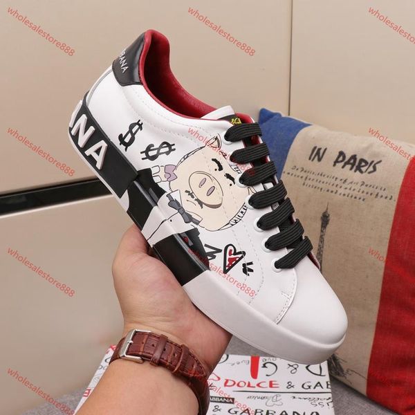 

doodle shoes hococal men women shoes on red bottom high personality party sneakers leather sole high top, Black