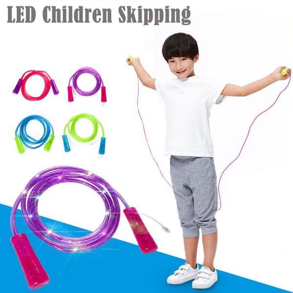 

children kids light up colorful jump rope glow fitness outdoor jump rope kids non-slip handle skipping exercise fitness #d