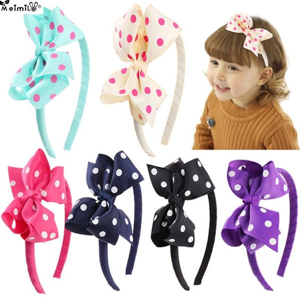 

hair accessories meimile fasion headband with dots children sets cute bow headwear to kids candy colors, Slivery;white