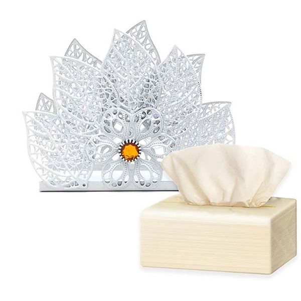 

metal hollow napkin holder paper dispenser paper towel holder white family party table decoration