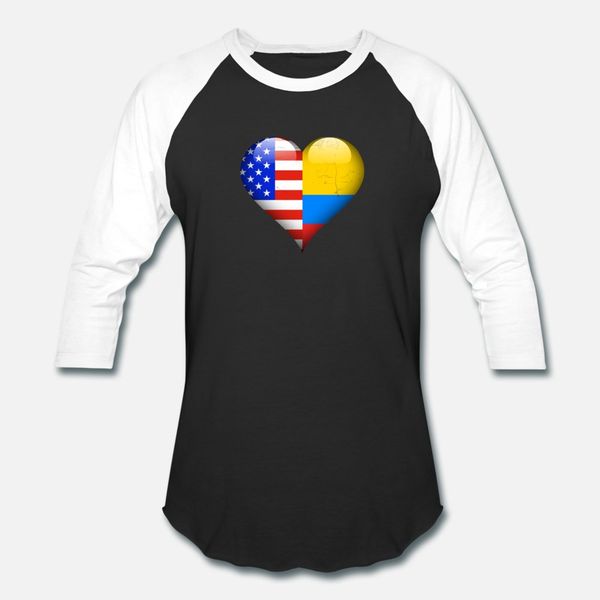 

half american half colombian t shirt men designer tee shirt round collar male loose funny spring unique shirt, White;black
