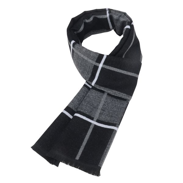 

windj wool warm scarf for man winter cashmere cotton plaid business, Blue;gray
