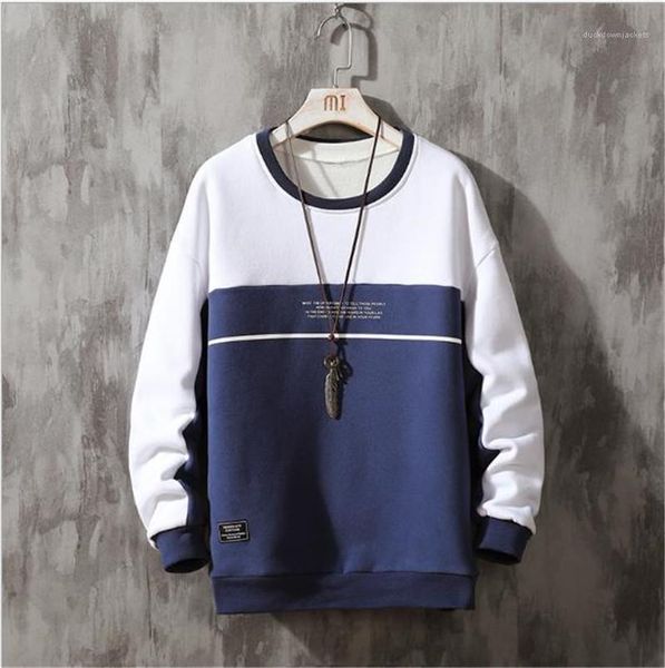 

контраст цвета панелями mens tops сыпучие crew neck casual male одежда письмо печати mens конструктора толстовки, Black