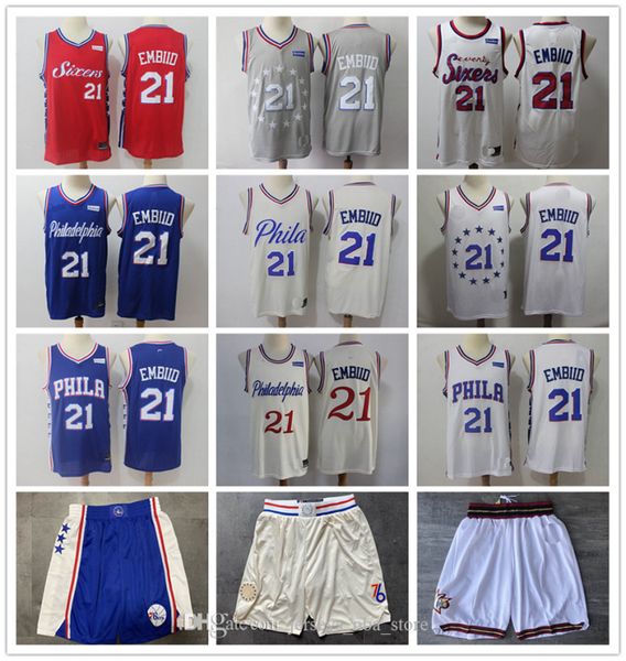 

mens philadelphia 76ers jersey 21# joel embiid 2020 new season s-xxl basketball jersey sports, Black;red