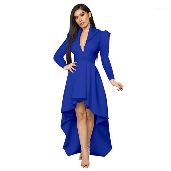 

lo plus size dress designer solid womens dress autumn long sleeve v neck dress hi, Black;gray