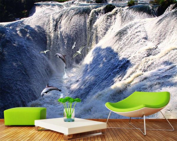 

романтический пейзаж 3d обои большой водопад и красивые декорации фона стены интерьера украшение шелкового mural обои