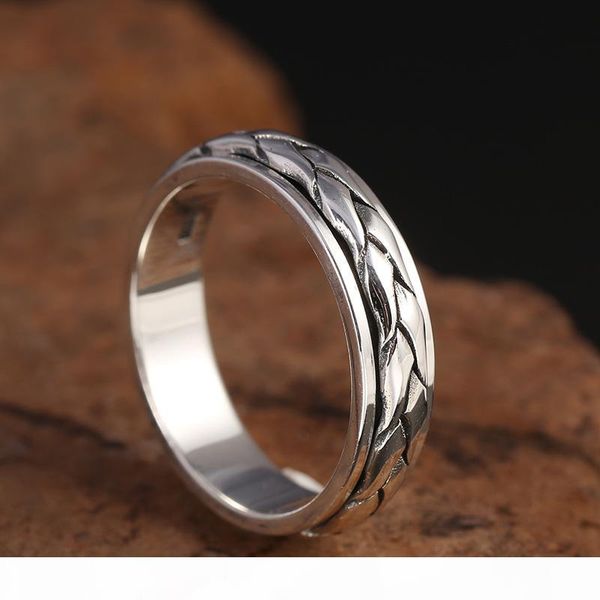 

brand new 925 sterling silver vintage jewelry american & european style braid shape rotational designer mens band ring ing