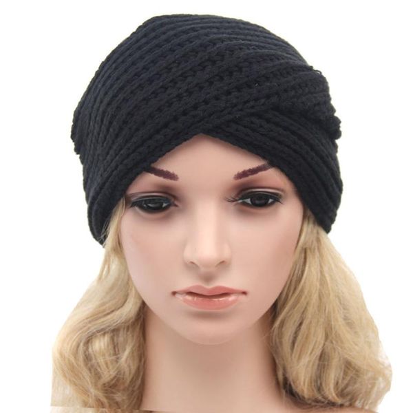 

new women knitted turban hats winter warm wool head wrap cross twist india caps ladies cute winter hat, Blue;gray