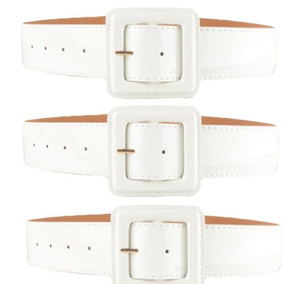 

3 packs womens classic buckle faux leather belt solid color jeans waistband01, Black;brown