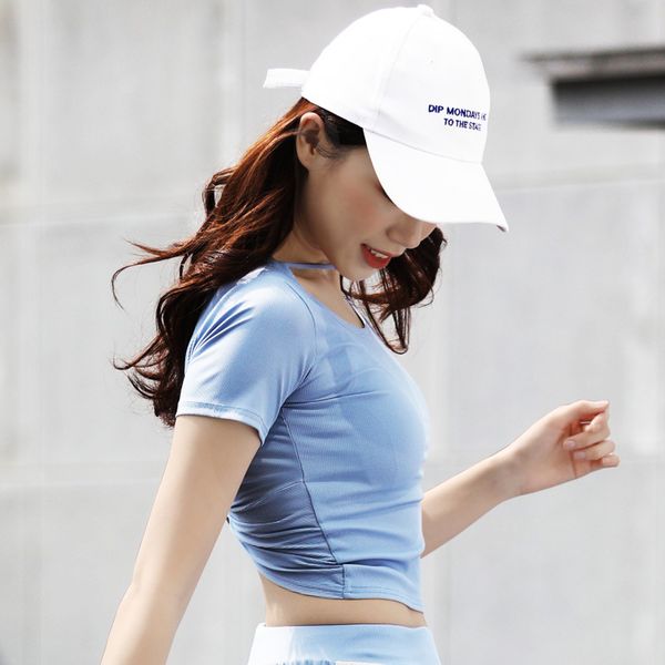 

women gym shirts belly short yoga shirts quick dry fitness workout gym clothes stretch sport running tight, White;red