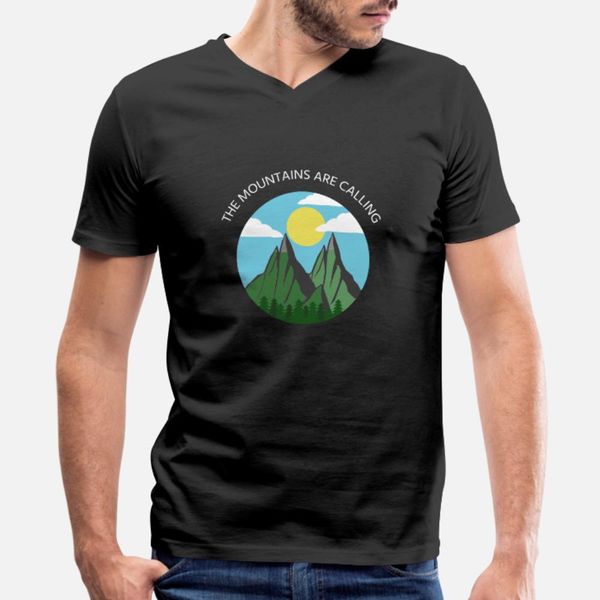 

the mountains are calling t shirt men print cotton s-xxxl novelty famous comical summer style leisure shirt