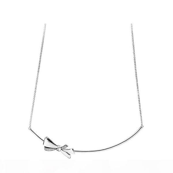

925 sterling silver bowknot chain necklaces for pandora bow cz diamond bracelet with original box for women girls ing