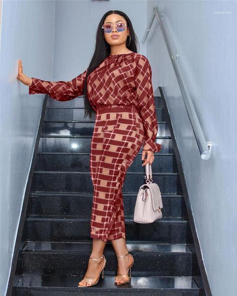 

new women suits 2pcs pants plaid printed clothing sets long sleeve pants women fashion apparel spring, White