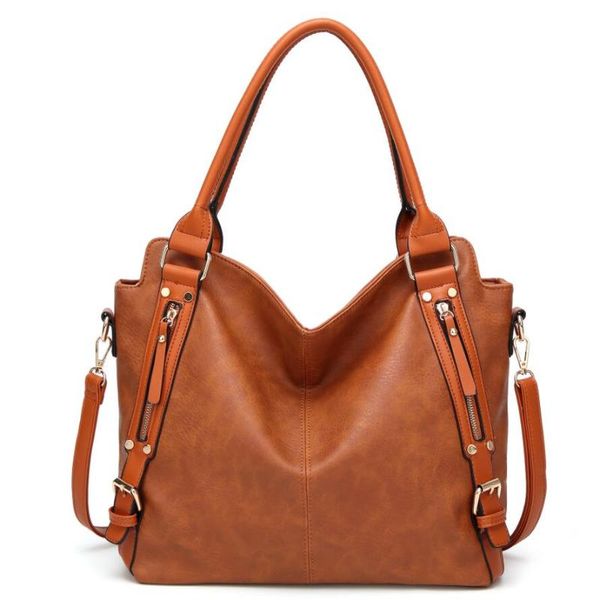 

casual large capacity women tote shoulder bag pu leather ladies bucket handbag messenger bag soft shopping crossbody