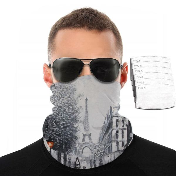 

bandana neck gaiter headband cycling fishing mask scarf paris eiffel tower print multifunctional outdoor headwear, Blue;gray