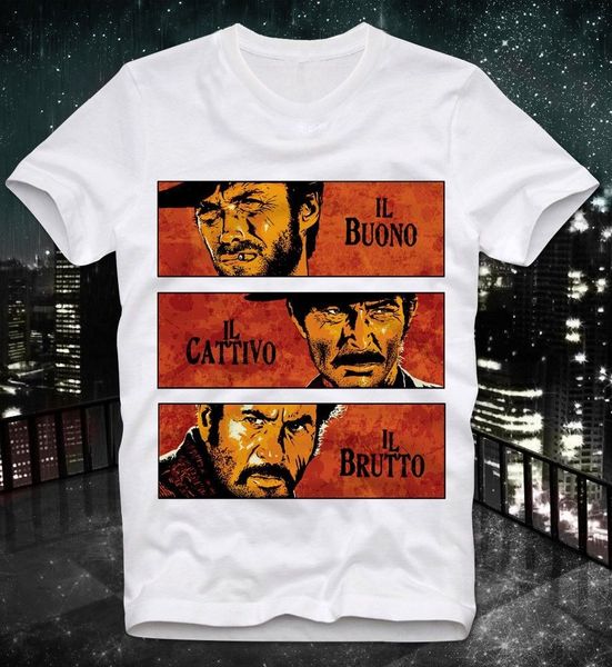 

2019 new men summer o-neck the good bad ugly elint eastwood cult western movie retro vintage white custom design t shirts