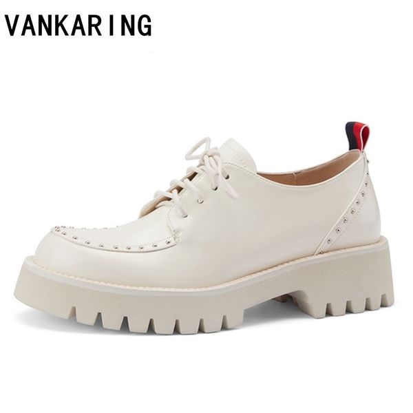 

new 2020 ladies genuine leather sneakers women casual shoes woman fashion cow leather rivets pumps casual dress platform shoes, Black