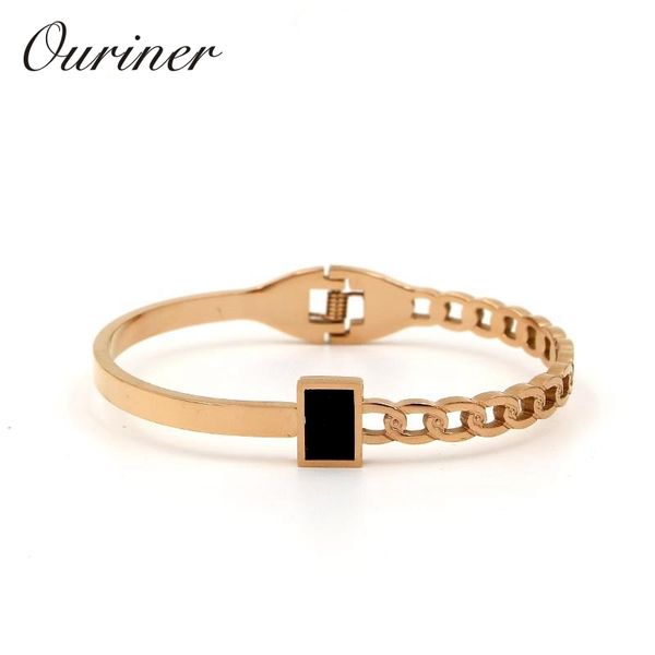

geometry square black bangles for women punk jewelry rose gold color chains bangles bracelet elegant party love k0099-1