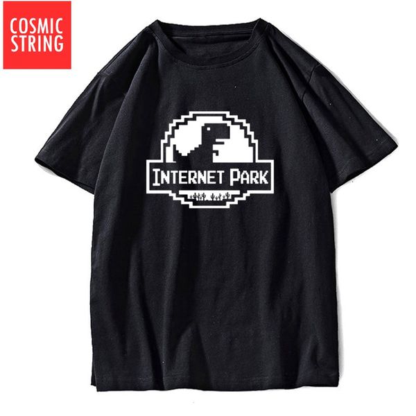 

cosmic string 100% cotton short sleeve internet park print men t shirt casual loose dianosaur men tshirt cool t-shirt tee shirt