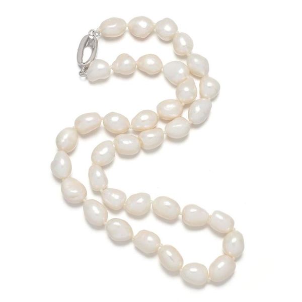 

10-11mm irregular pearl necklace two-color simple personality gift diy jewelry chain length 45cm, Silver