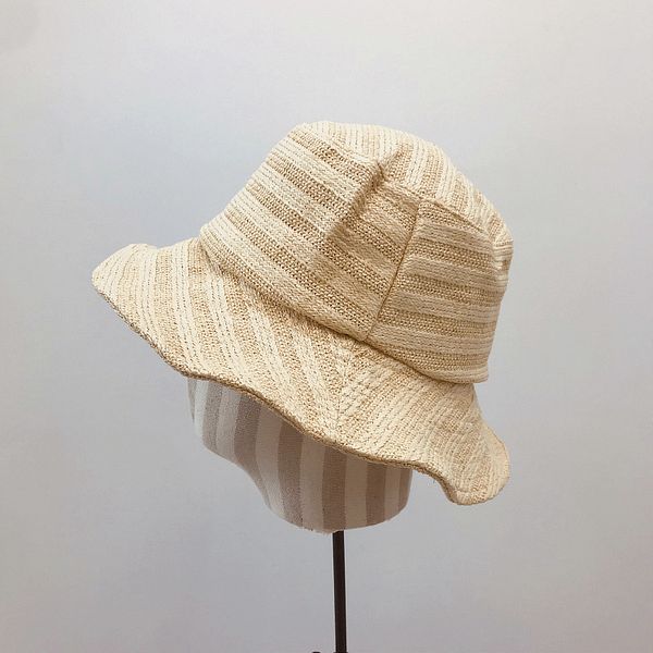 

2020 brand design pp pe soft foldable women sun cap striped bucket hat vintage summer beach sunscreen sombrero cap, Blue;gray