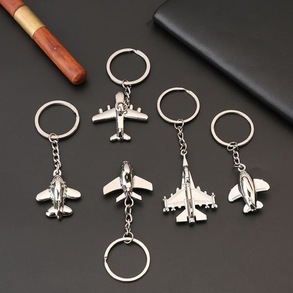 

1pcs creative keychain metal naval model aviation gifts key ring model key chain air plane aircrafe keyring, Silver