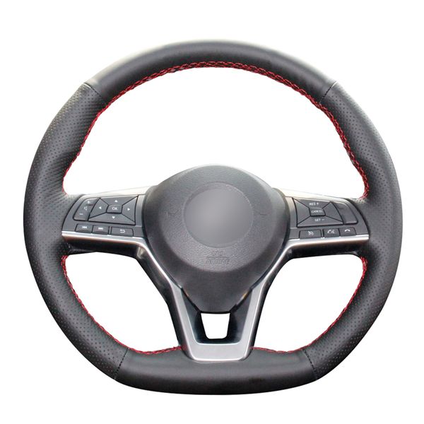 Coprivolante per auto in pelle sintetica nera cucita a mano per accessori auto Nissan X-Trail Qashqai Leaf Micra Altima Rogue (Sport)