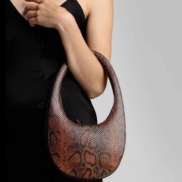

luxurious pu leather oval women handbag snake simple portable fashion women's bag long zip leisure bag