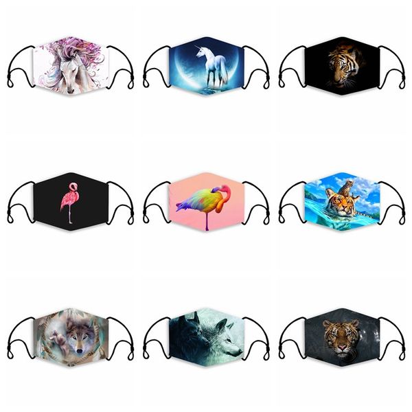 

9 designs animal 3d printing face masks dust-proof anti-fog pm2.5 filter breathable washable child masks