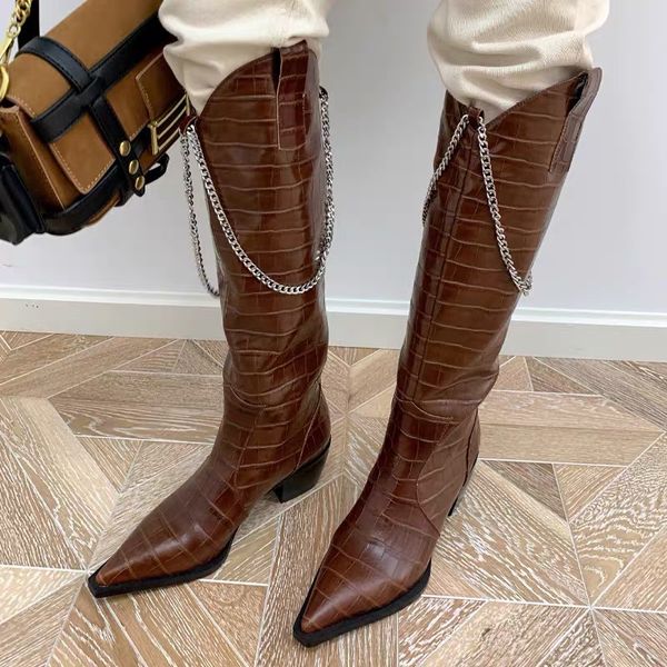 

shoes pointy boot women's boots autumn luxury designer booties woman 2020 high heels winter footwear zipper pointe fashion, Black
