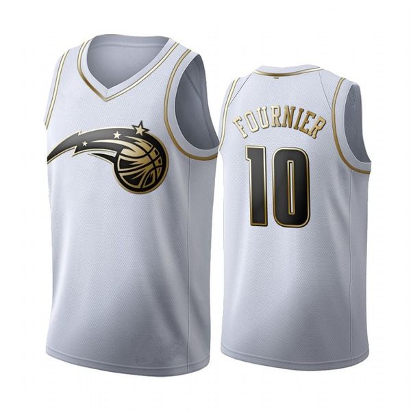 

orlando magic evan fournier nikola vucevic men golden nba edition white basketball jersey, Black