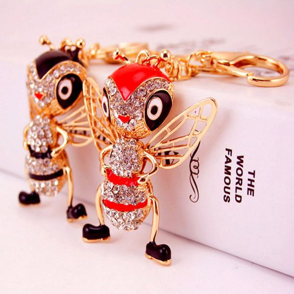 

rhinestone bee jewelry insect keychain rhinestone crystal purse car key chain bag decorative alloy keyring drop shipping, Silver