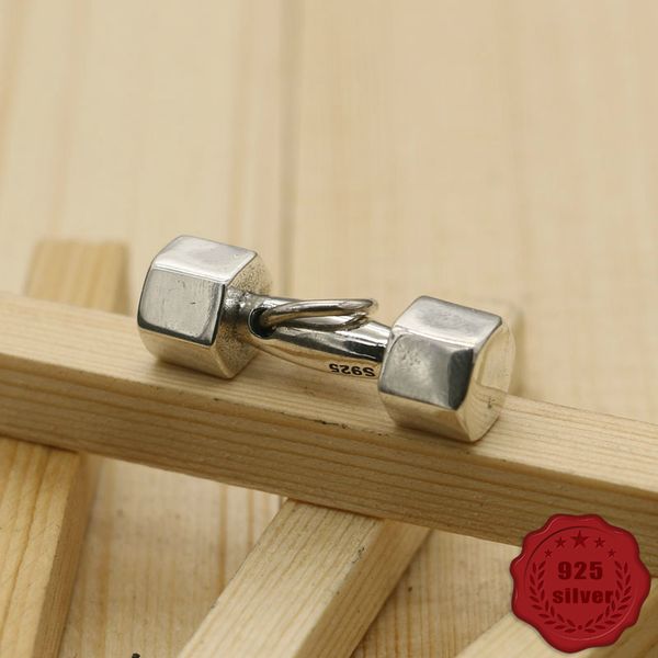 

brand s925 sterling silver pendant fashionable fitness dumbbell barbell all-match jewelry personality fashion punk street dance style gift