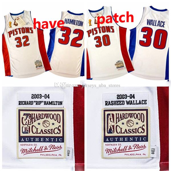 

men detroit pistons rasheed wallace 30 richard hamilton 32 mitchell & ness home finals 2003-04 authentic jersey 01, Black;red